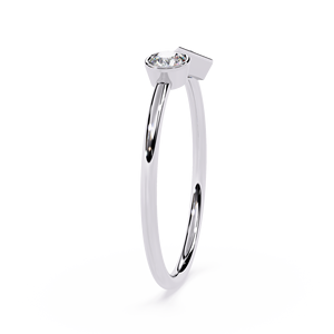 Anillo de Diamante Cultivado en Laboratorio con Corte Brillante Redondo y Diamante Triangular, Joyería de Compromiso Minimalista de Lujo para Mujer, Certificado IGI - Product Image 3