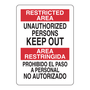 Panneau d'interdiction bilingue anglais/espagnol réfléchissant pour usage intérieur/extérieur - Product Image 2