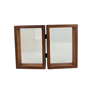 Cadre photo double à charnières en bois massif - Cadre décoratif de bureau pour fleurs et feuilles pressées - Product Image 1