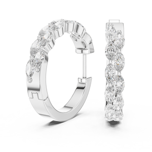 UNIQUE HOOP EARRINGS SET 18KT WHITE GOLD LAB GROWN 1.6CT MARQUISE DIAMONDS IGI CERTIFIED RHODIUM PLATED LUXURY EVERYDAY WEAR - Product Image 2