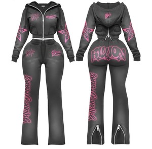 2026 TAHAD Women's Custom Logo Women Sportswear <b>Yoga</b> Set Full Zip <b>Jacket</b> with Flared Pants Gym Fitness 2 Piece Set Active Wear - Product Image 3