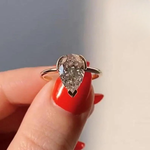 Bague de fiançailles certifiée IGI, 1 carat, taille poire, clarté VS1, couleur F, or massif 18 carats, style solitaire, pour femme - Product Image 1