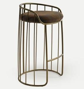 Chaise de bar industrielle moderne en métal avec siège rembourré, tabouret haut pour restaurant, café, comptoir de cuisine - Product Image 2