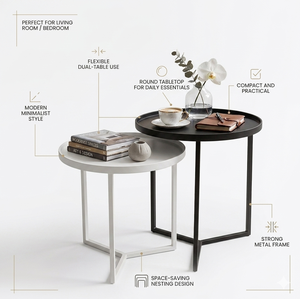 Ensemble de table basse en métal Lumetal de luxe moderne - Multifonctionnel, mobile, facile à assembler pour le salon et la chambre à coucher, décoration intérieure - Product Image 3