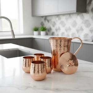 Jarra Decorativa Martillada con Vasos, Ideal para Cenas y Regalos de Inauguración de Casas, Venta al por Mayor desde India - Product Image 1