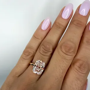 Radiant Cut Moissanite Solitaire Engagement <b>Ring</b> 925 Sterling Silver 14K Gold Plated Promise <b>Ring</b> for Women - Product Image 2