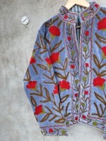 Veste bomber réversible en velours tricoté brodé et matelassé, style hippie vintage, automne-hiver, respirante et écologique