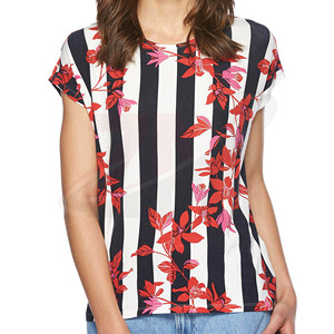 Camiseta de Algodón 100% para Mujer, Corte Holgado, Tejido Transpirable y Suave, Ropa Casual de Verano, Moda Urbana, Uso Diario, Estampado Moderno - Product Image 1