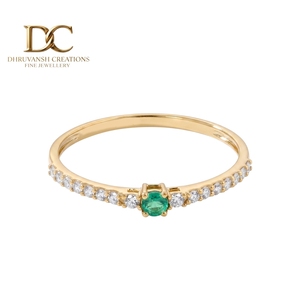 Elegant Design 14KT Solid Gold Ethnic Style IGI Certified <b>Ring</b> with Lab Grown <b>Diamond</b> and Colombian Emerald Jewelry for Women - Product Image 1