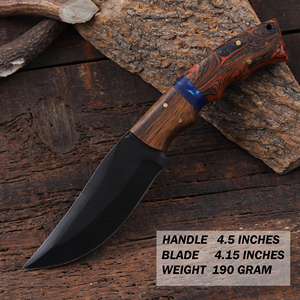 Cuchillo de caza y camping Nordic Forge con hoja fija recubierta en polvo, mango de resina y madera de grado industrial, personalizado OEM. - Product Image 2