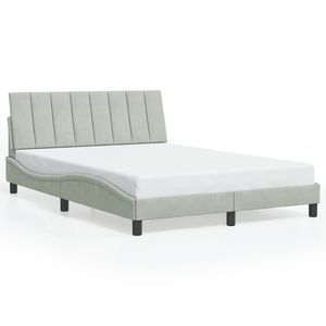 Cadre de lit rembourré en velours gris clair Hanko avec éclairage LED 53,9''x74,8'' sans matelas - Product Image 5