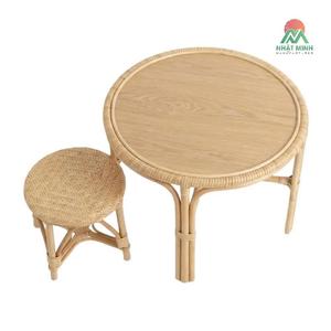 Nhat Minh Children's Rattan <b>Table</b> Chair Set <b>Round</b> Tropical Style <b>Outdoor</b> Eco-Friendly Furniture - Product Image 2