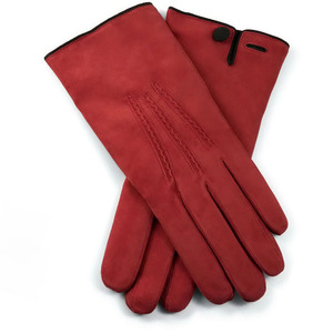Gants d'hiver pour hommes en peau de mouton rouge, à doigts complets, avec fermeture à boutons-pression, faits à la main, thermiques et écologiques - Product Image 4