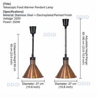 Lampe chauffante professionnelle en acier inoxydable pour buffet et maintien au chaud des aliments, équipement de cuisine pour hôtels, restaurants et cuisines commerciales