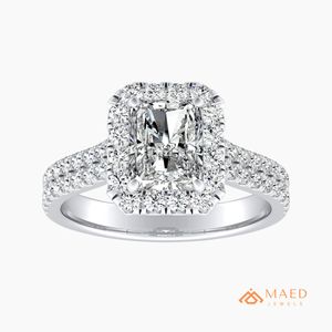 <b>Silver</b> <b>Emerald</b> Halo Moissanite <b>Ring</b> Gold Plated Prong Elegant Womens Engagement Jewelry Luxury Fashion <b>Ring</b> NYC Style Gift - Product Image 1