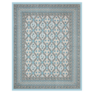 Jaipuri Heritage King Size Cotton Bedsheet Blue Ethnic Floral Pattern <b>Bed</b> Cover for Home Hotel and Resort - Product Image 4