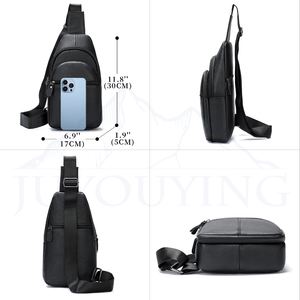 Bolso Bandolera de Cuero Genuino para Hombre, Mochila Cruzada de Piel de Vacuno para Ciclismo, Bolso de Hombro/Pecho para Teléfono Móvil, Venta Caliente - Product Image 3