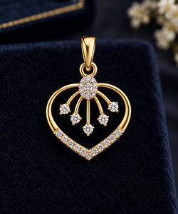 Pendentif cœur en or massif 14 carats avec diamant, collier inspiré de la couronne, bijou cadeau - Product Image 5