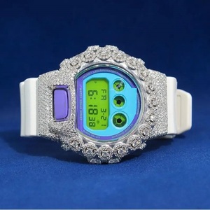 Montre numérique de luxe pour homme en acier inoxydable et moissanite sertie de pierres, style hip-hop, avec cadran en verre - Cadeau de fête - Product Image 2