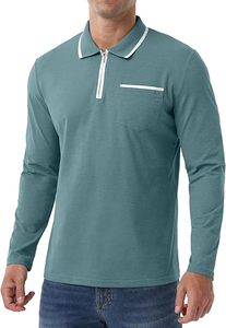 Camisetas Polo para Hombre, Cierre de Cremallera, Manga Larga, Clásicas, Casuales, para Golf, con Cuello Elegante - Product Image 2