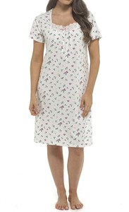 Chemise de nuit en coton à manches courtes pour femme avec bordure en broderie anglaise - Product Image 2
