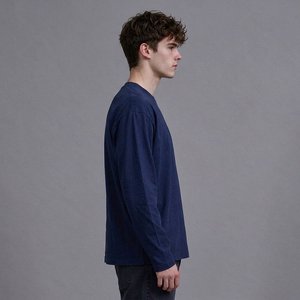 <b>Men's</b> 100% Cotton <b>Long</b> <b>Sleeve</b> T <b>Shirt</b> <b>White</b> O Neck Straight Fit Casual Basic Tee Wholesale Apparel Manufacturer Supplier - Product Image 4