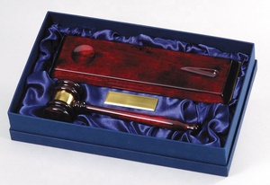 Polished Piano <b>Wood</b> Finish Gavel and <b>Block</b> Sets with Engraving Plates Customized Color & Shape Handcrafted Award - Product Image 2