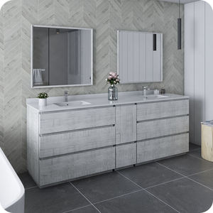 Scandinavian <b>Line</b> Modern Eco-Friendly White <b>Washed</b> Wood Finish <b>Wall</b>-<b>Mounted</b> Bathroom Vanity Cabinet Easy Assembly Home - Product Image 4