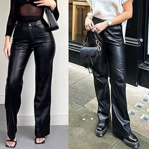 Pantalons en cuir pour femmes, fabrication pakistanaise, vêtements décontractés, couleur unie, best-seller, streetwear, vente chaude - Product Image 6