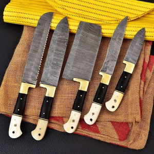 Handmade Damascus Steel Chef <b>Knife</b> <b>Set</b> 5 Pieces Kitchen <b>Knife</b> <b>Set</b> with Bone and Micarta Handle Hunting <b>Knives</b> By A&M EnterPrises - Product Image 5