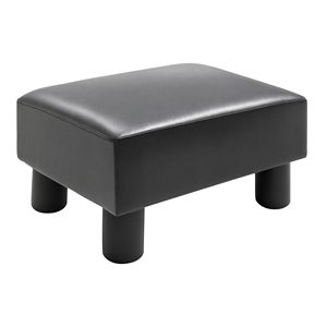 Reposapiés Otomano Rectangular Pequeño con Tapicería de Cuero Sintético y Asiento Acolchado de Espuma - Product Image 1