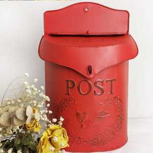 Rustic <b>Metal</b> Post <b>Box</b> Wedding Decoration Customizable Mailbox Red Coated Sheet Iron Wall Mount Letter <b>Box</b> For Christmas Decor - Product Image 2