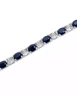 Zafiro (3-3/8 CT. T. W.) & Diamante (1/10 CT. T. W.) Pulsera de eslabones en plata de ley | Macy's - Product Image 4