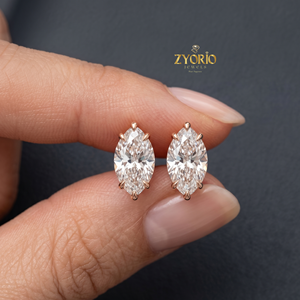 Pendientes de Diamantes Cultivados en Laboratorio con Corte Marquesa de Zyorio Jewels, Oro Blanco Sólido de 14K, Certificado IGI, Joyería Fina, Regalo para Mujer - Product Image 2