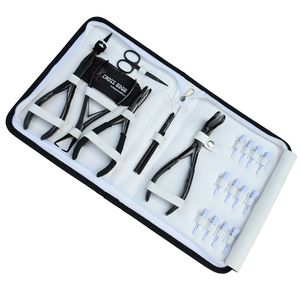 Kit d'outils pour extensions capillaires : pinces de coiffage, mini-ciseaux, crochet, fil, boucle, pince à bandes adhésives, pince à micro-anneaux, pince à micro-rings, pince à sertir plate, pince de retrait - Product Image 1