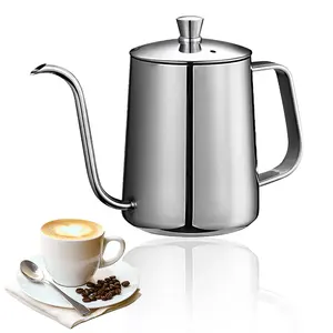 Bouilloire à café en acier inoxydable OEM à bec col de cygne avec couvercle, pour préparation manuelle de précision, vente en gros - Product Image 1