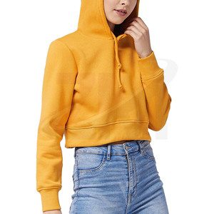 เสื้อฮู้ดครอปผู้หญิงแบบเรียบง่าย ทรงเข้ารูป ขอบเอวยางยืด มีฮู้ด สไตล์สตรีทแฟชั่น เสื้อพูลโอเวอร์ครอปท็อป - Product Image 1