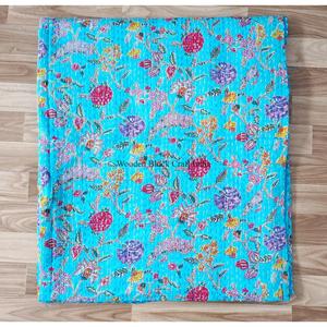 wholesale Handmade Printed Reversible Vintage Eco-Friendly All-Season <b>Double</b> Size Organic 100% Cotton Kantha Spread Printing - Product Image 6