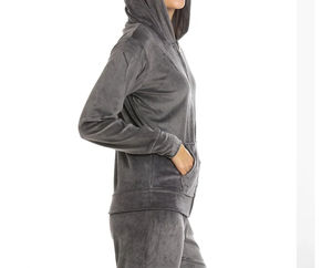 Ensemble de survêtement unisexe en velours uni avec logo personnalisé haut de gamme, sweat-shirts à capuche et pantalons à cordon de serrage, décontracté et léger - Product Image 4