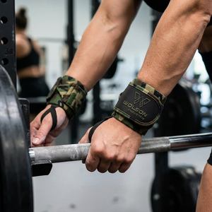 Reinforced Professional Natural Rubber Adjustable Wrist Straps for Weight Lifting Barbell <b>Dumbbell</b> Deadlift Strength Training - Product Image 3