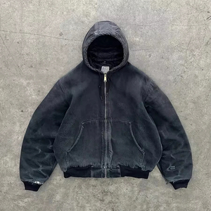 Sweat à capuche vintage délavé pour homme, coupe classique, en molleton de coton épais, avec poche, respirant, logo personnalisé - Product Image 2