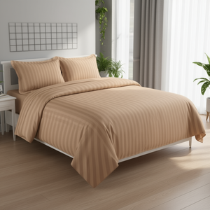 GCottonStripe220TC +2 Plw 220 TC Hotel <b>Bedding</b> Set 4 Piece <b>Queen</b> <b>Size</b> 90x100 Inch Cotton Flat Bed Sheets for Twin <b>Size</b> Bed - Product Image 3