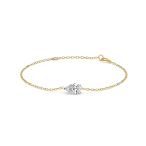 Bracelet chaîne en or jaune avec diamant taille poire, minimaliste, pour femme, à porter au quotidien, forme goutte d'eau - Product Image 1