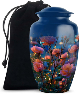Urna Funeraria Artesanal de Diseño Moderno Americano para Adultos, Hermosa Urna Conmemorativa Azul para Entierro, Capacidad de 200 Pulgadas Cúbicas - Product Image 1