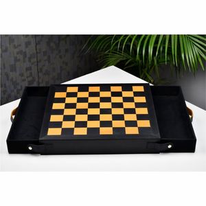 Jeu d'échecs en bois de haute qualité avec étui décoratif en cuir PU jaune, jeu de stratégie intellectuelle classique, cadeau d'entreprise de luxe - Product Image 5