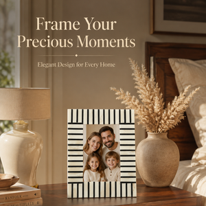 Handcrafted <b>Black</b> White Striped Bone Inlay <b>Photo</b> <b>Frame</b> Decorative Wooden Picture <b>Frame</b> for Tabletop Display Luxury Home Decor - Product Image 3