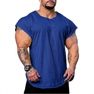 Clothing Factory OEM Men's Lightweight T-Shirt DTF Print Bodybuilding Athletic Gym Cotton Breathable <b>Tshirt</b> - Product Image 2