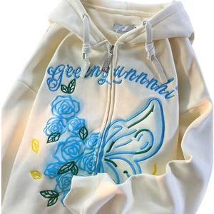 Sweat à capuche noir 100 % coton imprimé, motif brodé en relief, en molleton bouclette, technique délavée, coupe oversize pour l'automne - Product Image 3