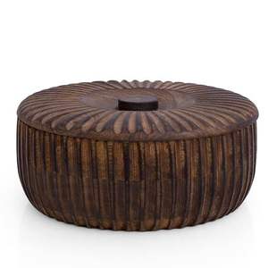 Caja para Chapati de Madera de Teca con Asas Laterales y Tapa, Recipiente para Calentar Comida, Tazón para Servir, Vajilla Decorativa - Product Image 2