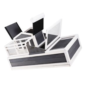 Enclos en bois pour tortues à 3 pièces, habitat à 2 étages avec balcon et rampe, structure de jeu intérieure/extérieure pour tortues - Product Image 5